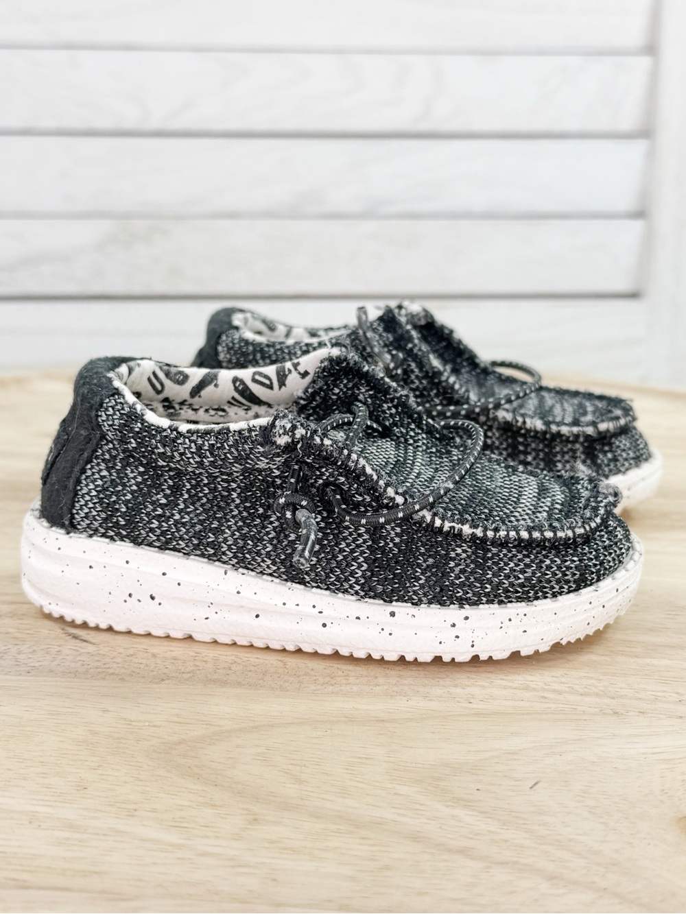 Hey Dude Wally Toddler Sox Skater Knit Slip On Loafer Shoes Black Size 5